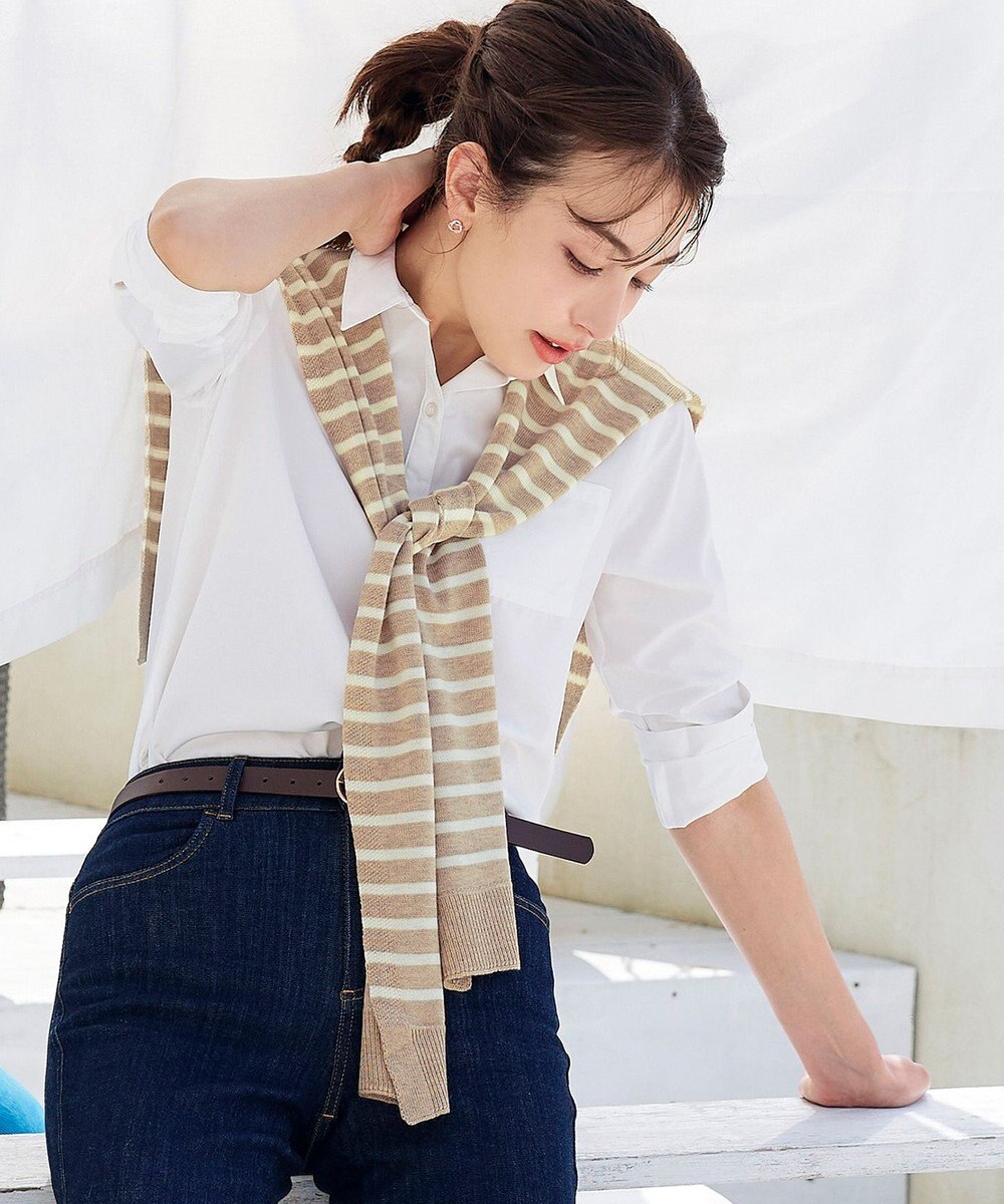 Tiaclasse 肩掛けボーダーフェイクカーデ 