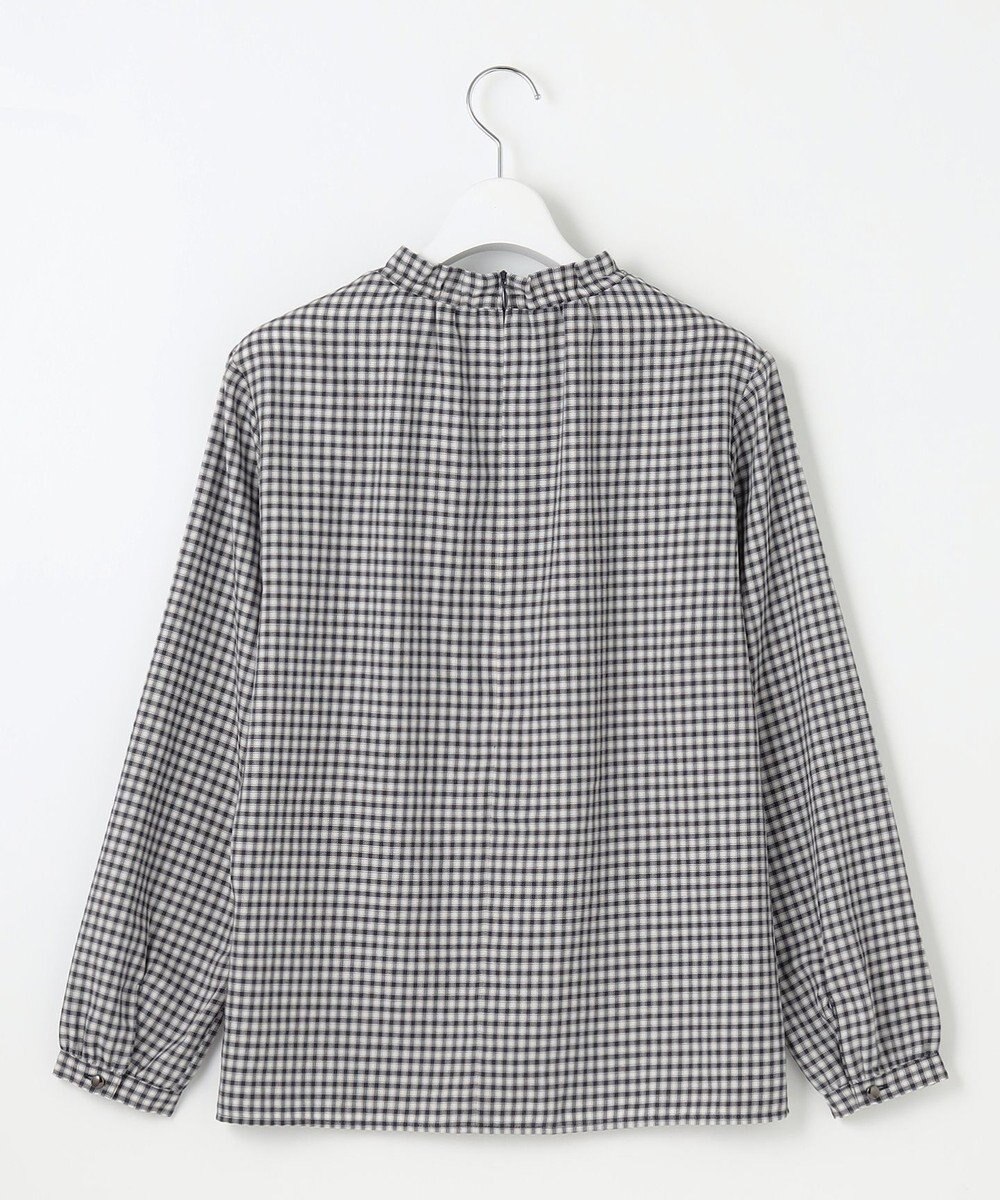 J.PRESS LADIES S 【洗える】ポリエステルヴィスコースブロックチェック フリルネック ブラウス 