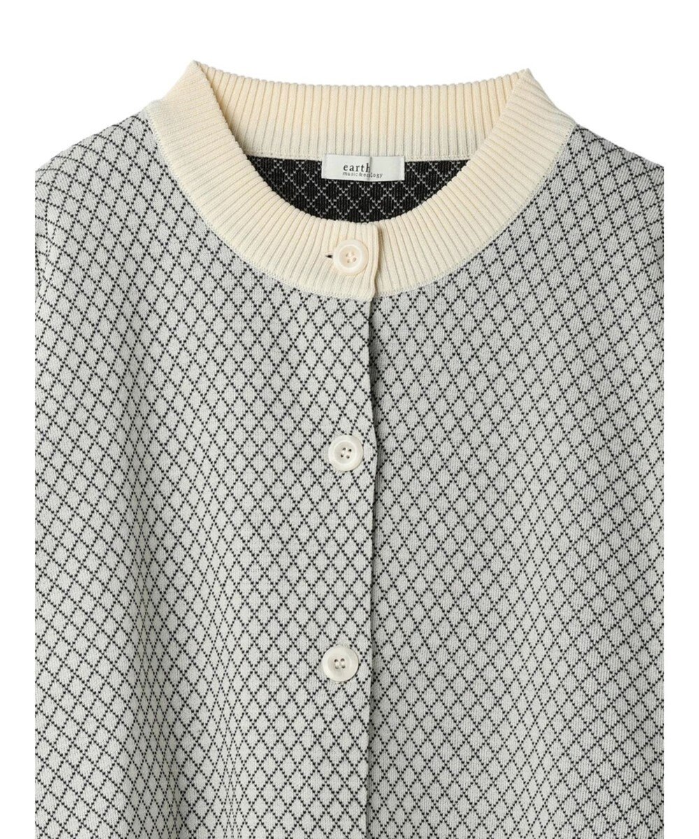 earth music&ecology ダイヤ柄ジャガードカーディガン 