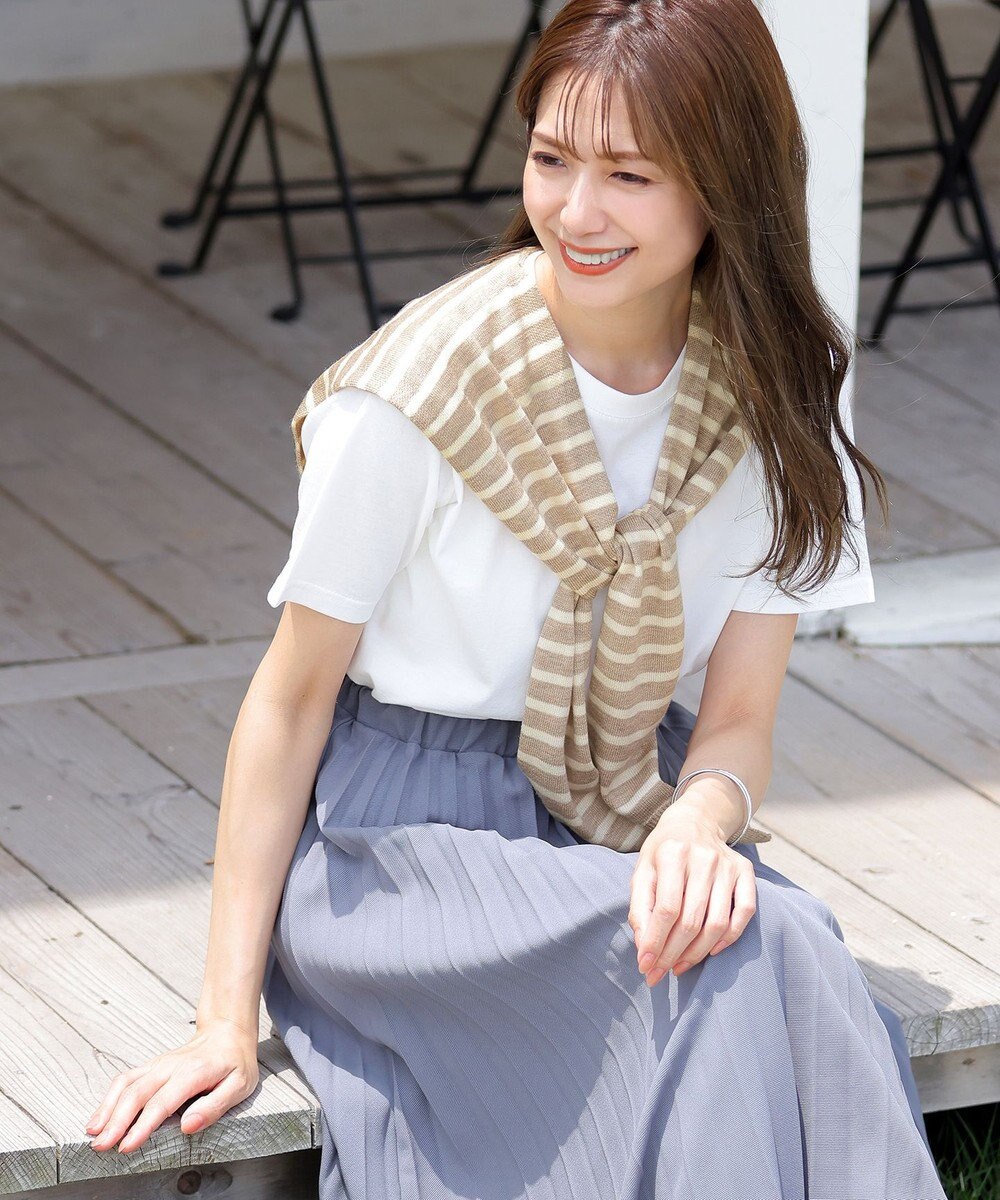 Tiaclasse 肩掛けボーダーフェイクカーデ 