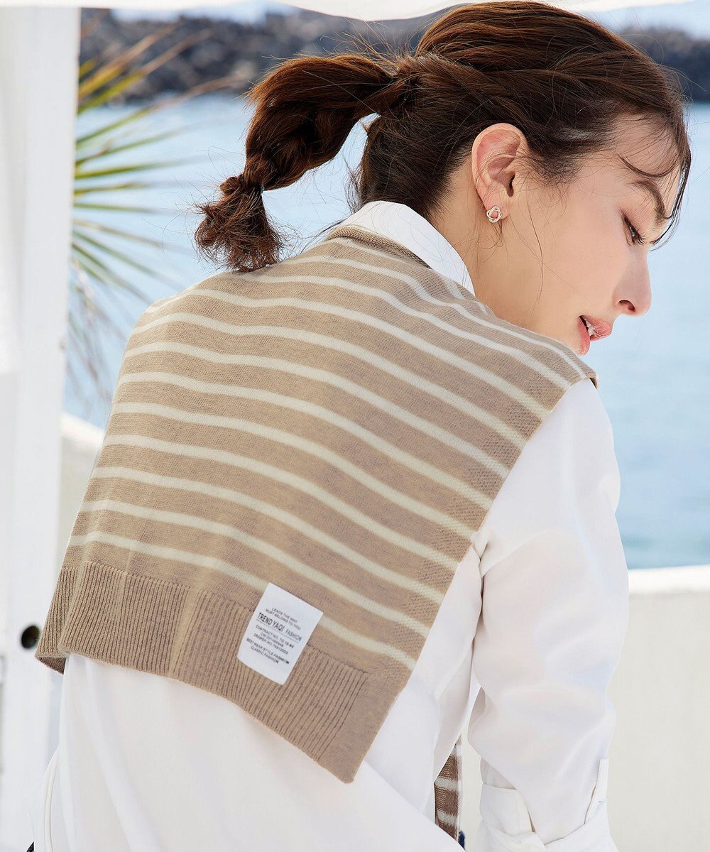 Tiaclasse 肩掛けボーダーフェイクカーデ 