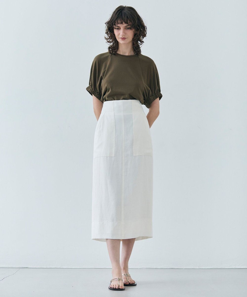 BEIGE， 【洗える】STOCK / オーガニックコットン半袖ギャザートップス 