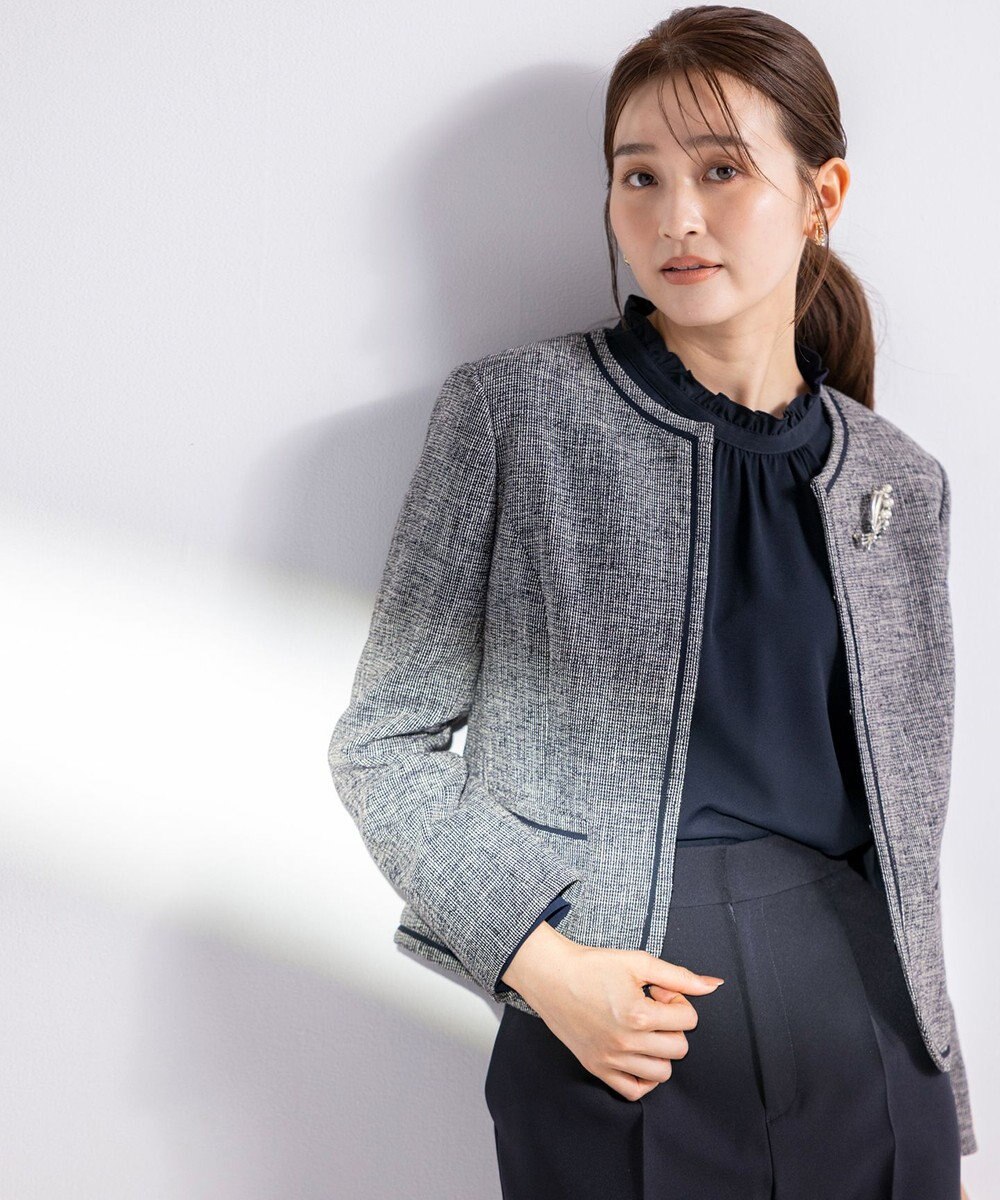 ANY SIS L 【洗える】ライトストレッチ ツイード ジャケット 