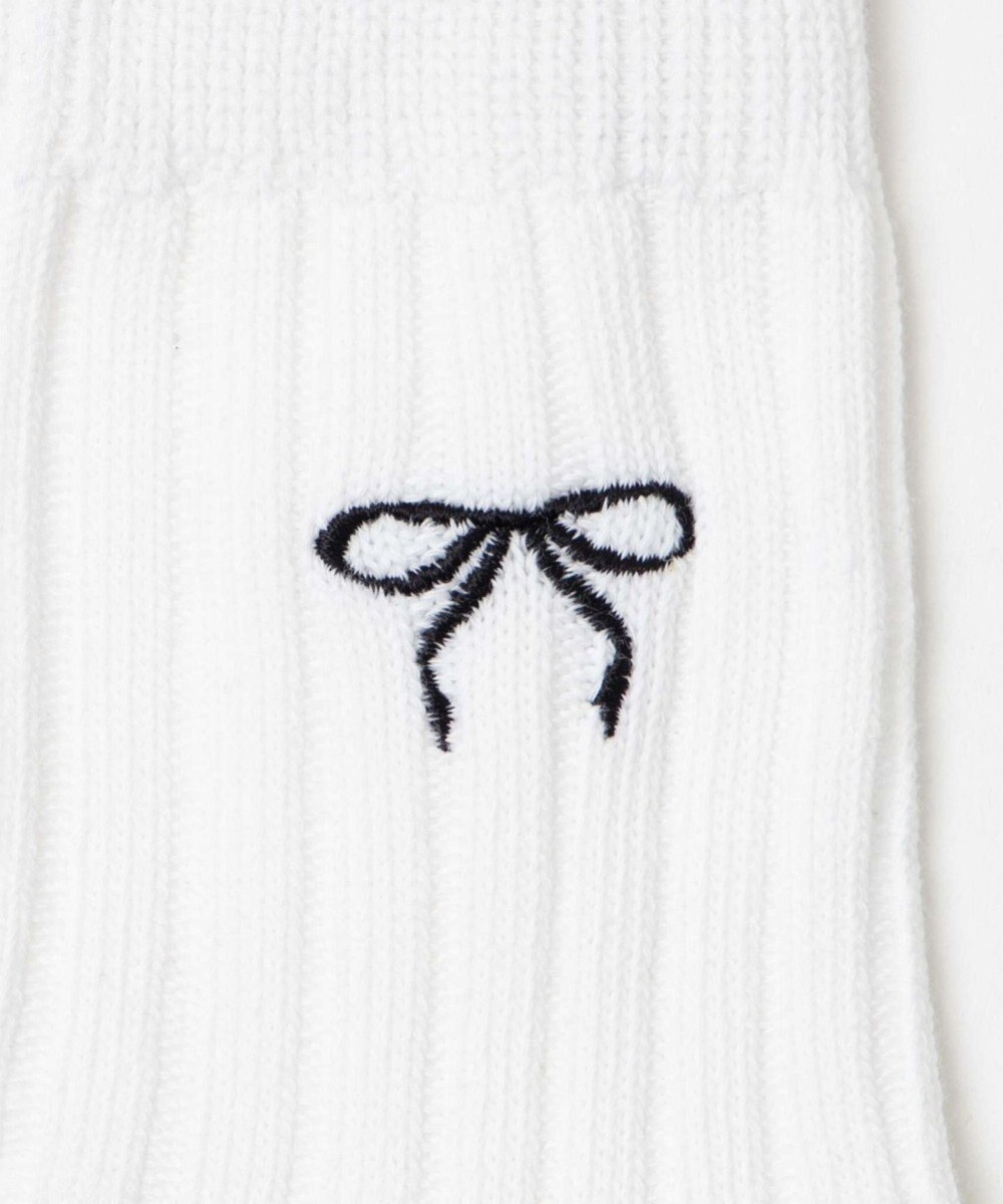 WEGO 【SCHOOLITEM】ローゲージリボン刺繍ソックス 