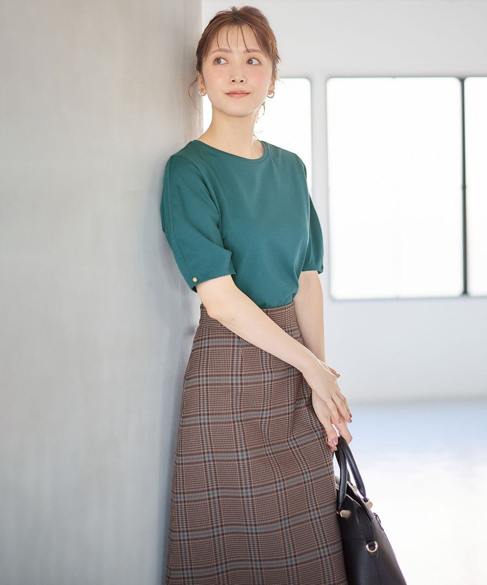 ANY SIS L 【汗ジミ防止・UVケア】アーモンドスリーブ カットソー 