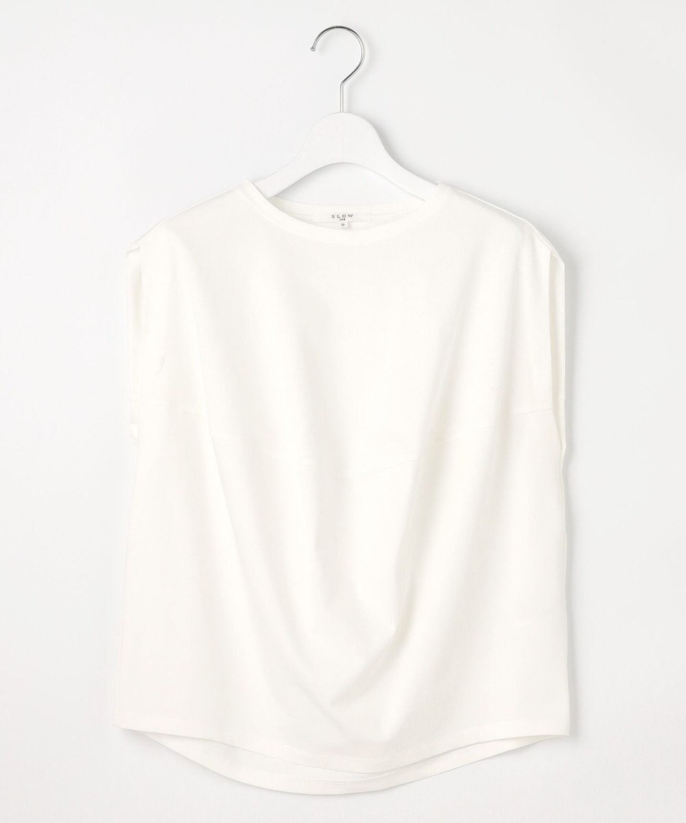 23区 【SLOW/一部店舗限定】ライトツイストコットン 切り替えデザイン Tシャツ 