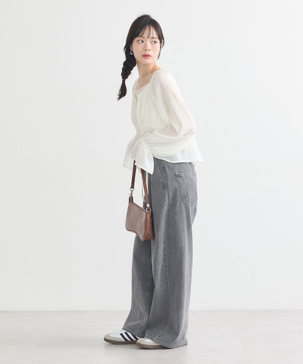 earth music&ecology ナローリボンくしゅくしゅギャザーブラウス 