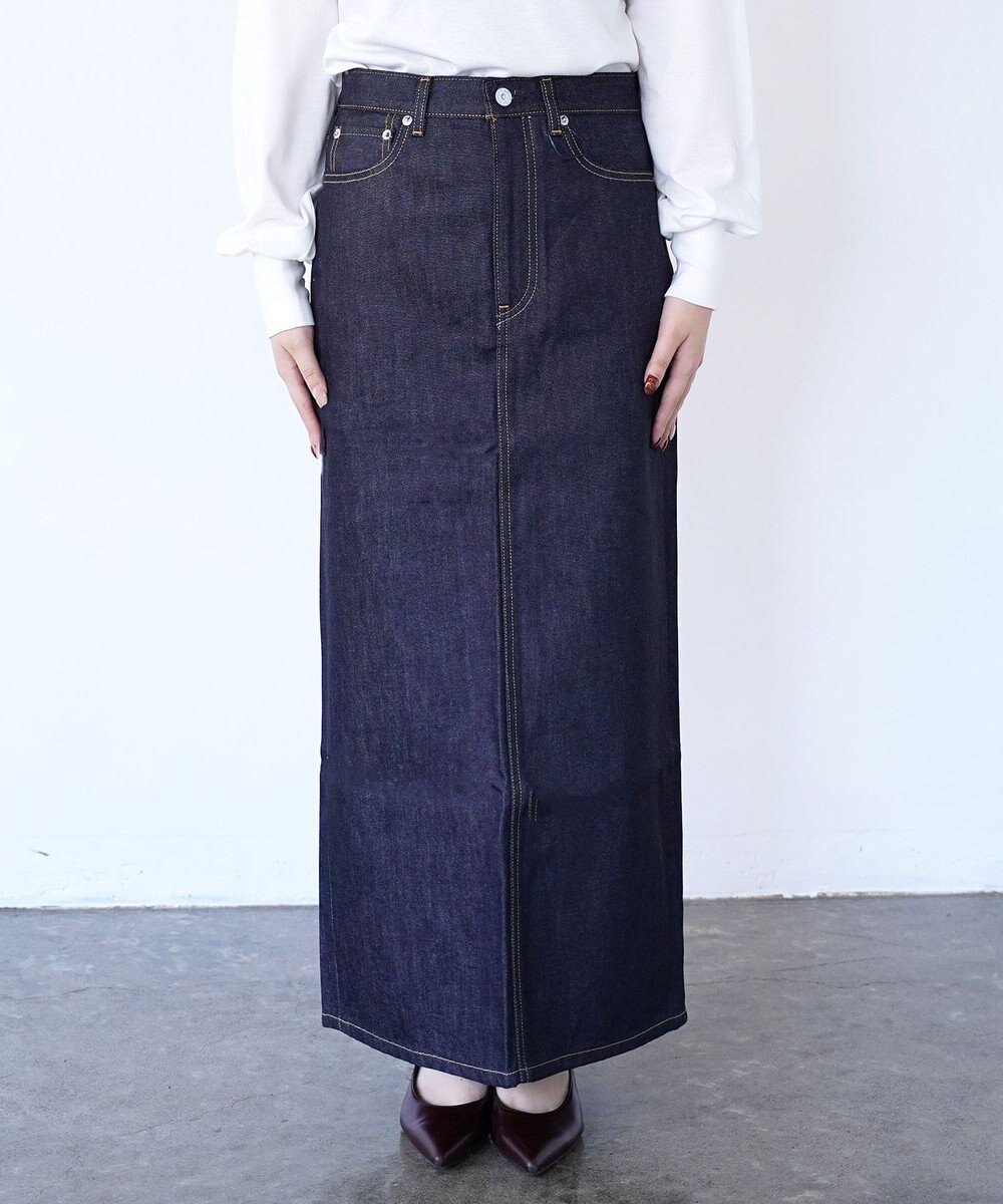 woadblue ＜坪田あさみさんコラボ＞I LINE DENIM SKIRT（RIGID BLUE）Iライン デニムスカート 