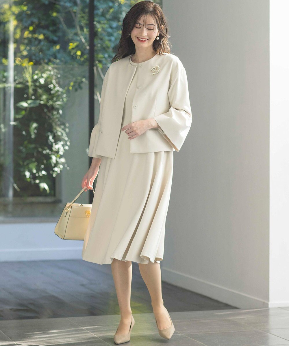 組曲 L 【KUMIKYOKU NAVY】コンフォータブルドレープ フレアワンピース 