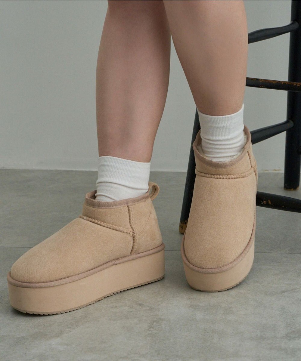 WEGO 【暖かい】厚底ショートFムートンブーツ 