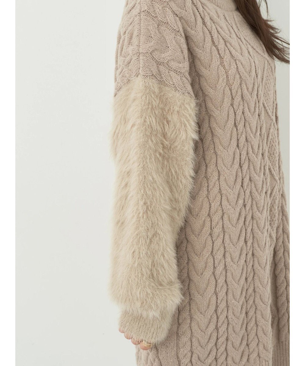 earth music&ecology 袖ファーケーブルミニワンピース 