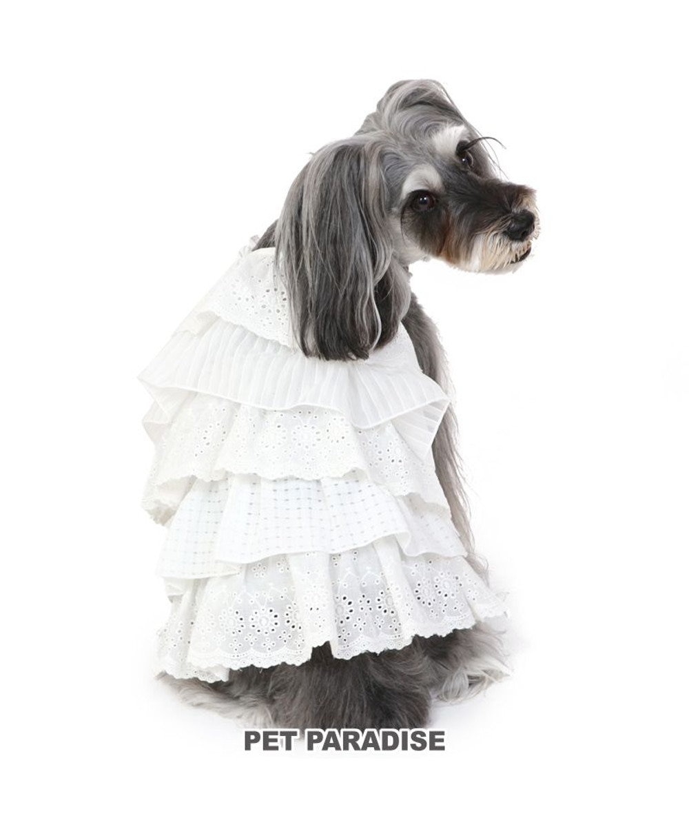 PET PARADISE 犬の服 犬 フリルワンピース白  【小型犬】 白~オフホワイト
