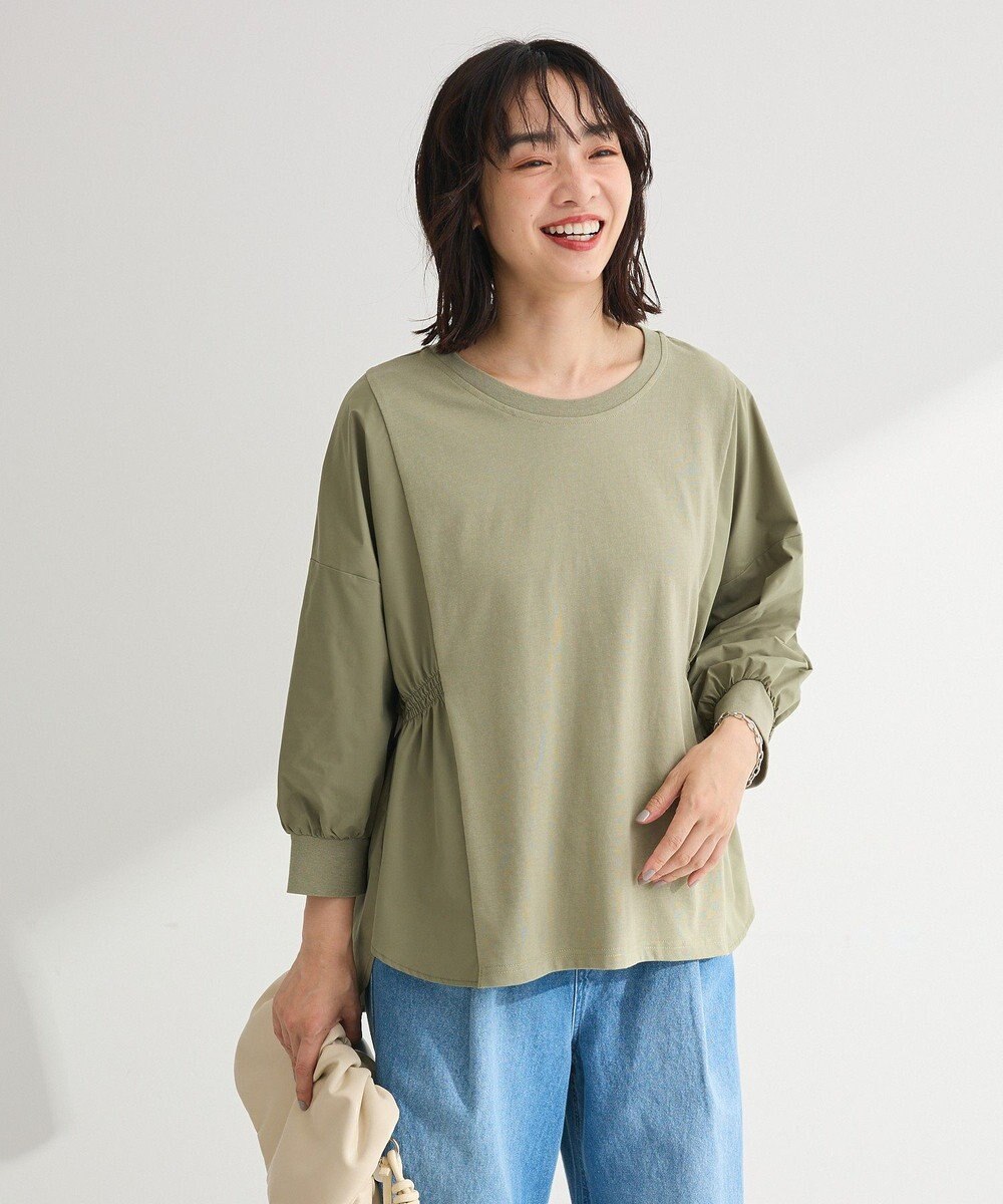 Green Parks ７分袖サイドシャーリングドッキングプルオーバ 