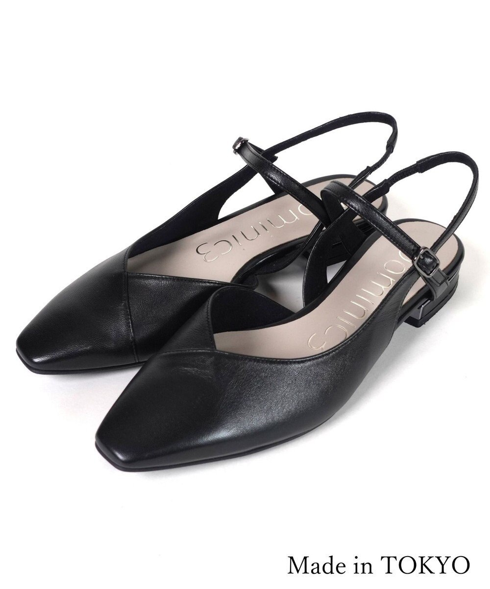 Dominic3 シープレザー Vカット バックストラップパンプス 