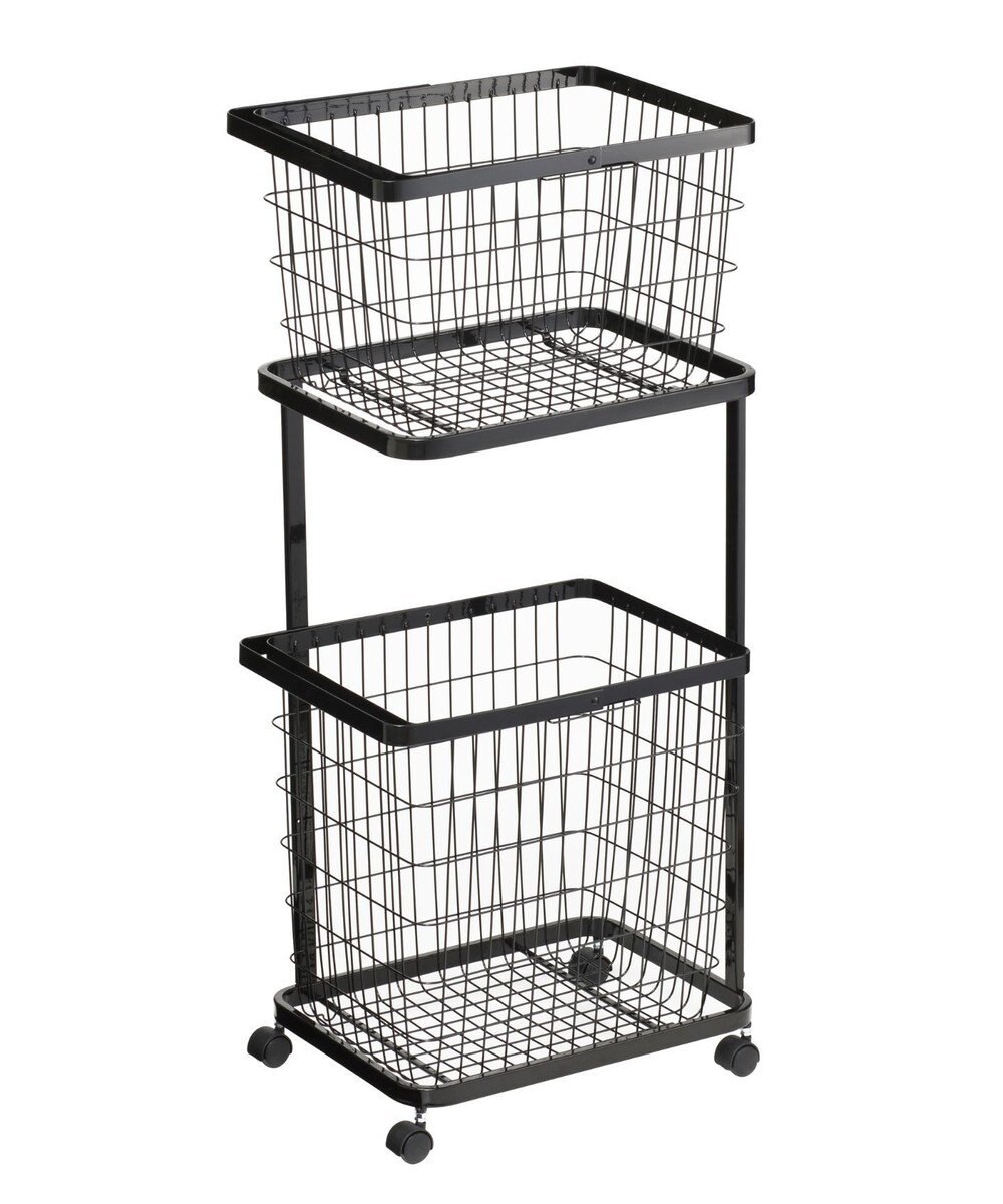 tower ランドリーワゴン+バスケット タワー ブラック 