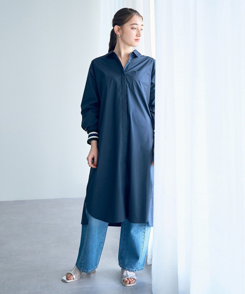 YECCA VECCA リブMIXシャツワンピース 