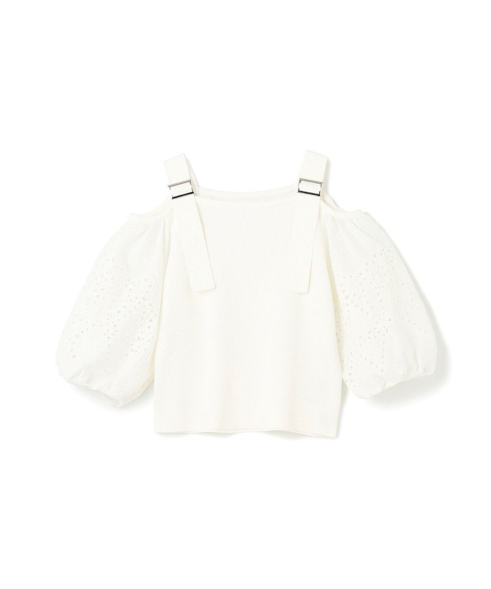 GRACE CONTINENTAL 刺繍パフスリーブニットトップ 