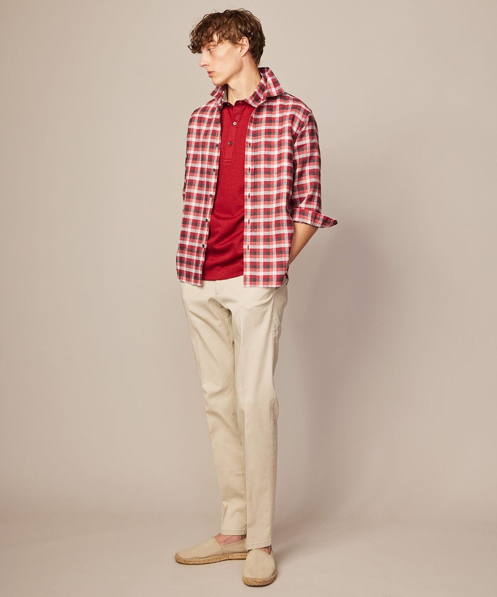 JOSEPH ABBOUD 【リネン素材/清涼感/吸水速乾】リネンハニカム 半袖 ポロシャツ 