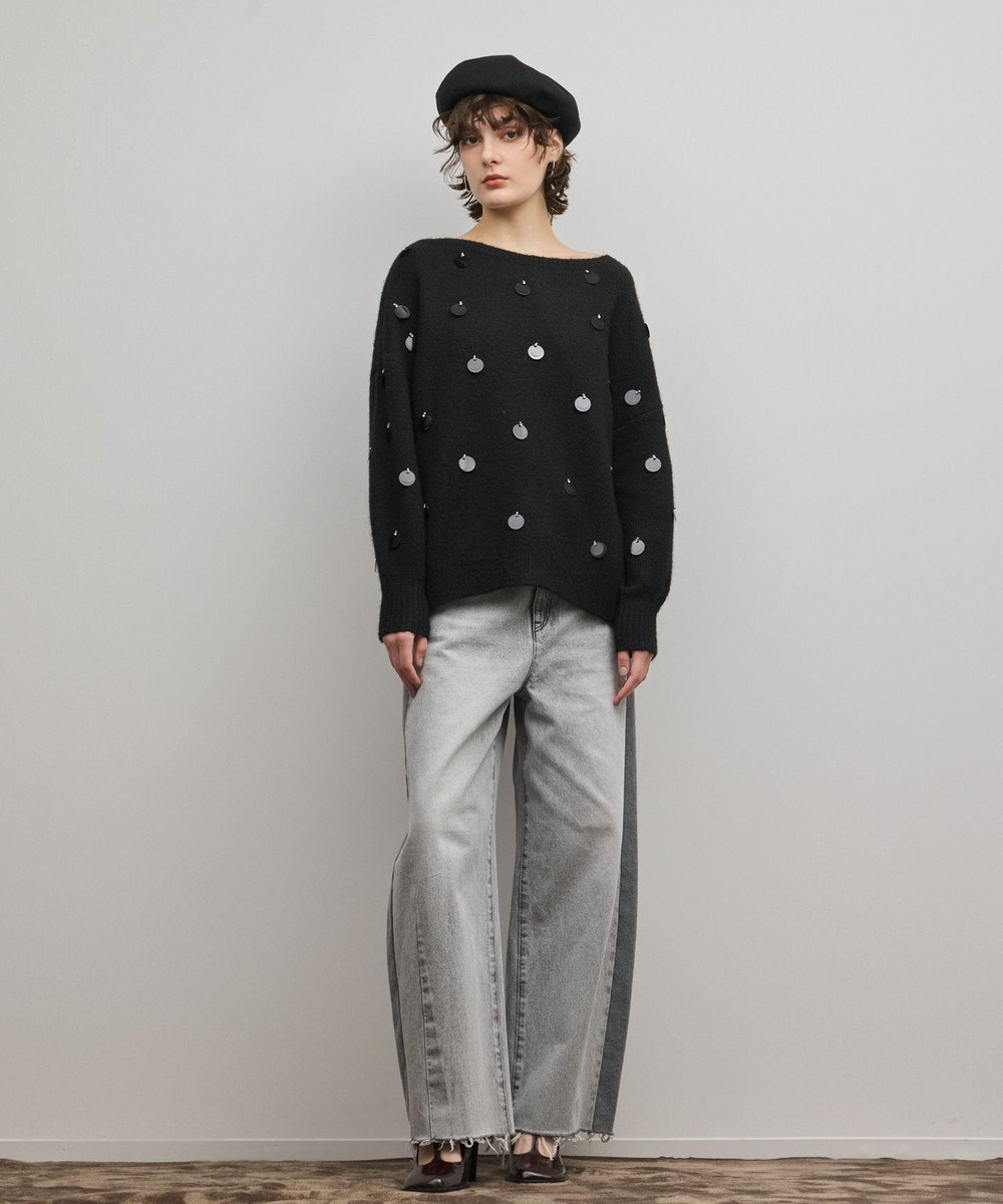 GRACE CONTINENTAL スパンコールニットトップ 