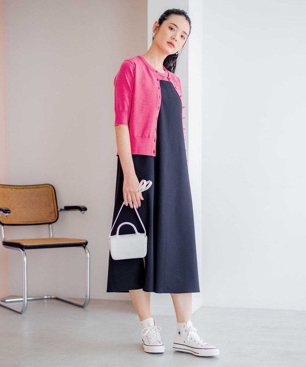 組曲 【5色展開・洗える】MINA半袖 カラーカーディガン 