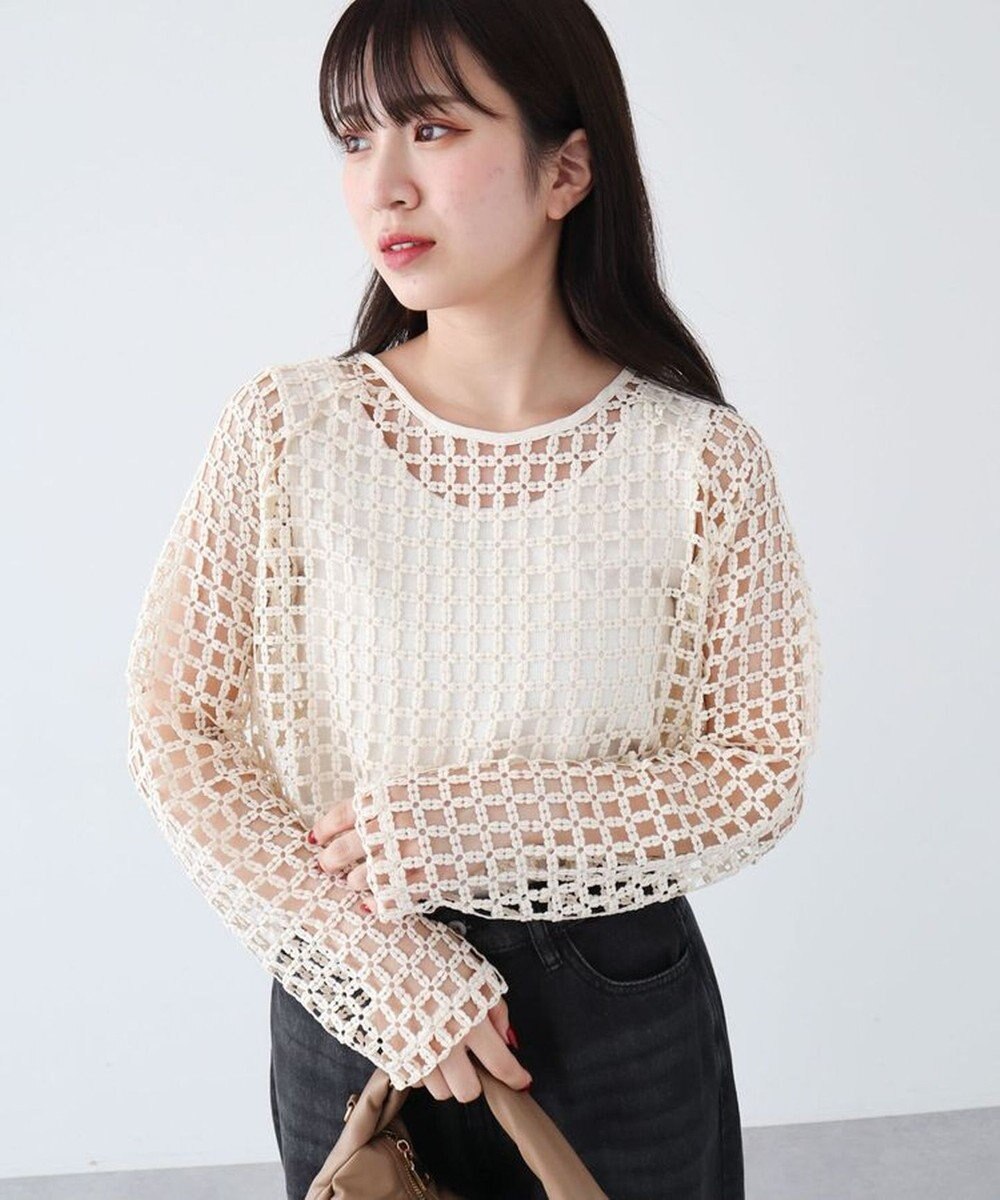 Green Parks ・ＳＵＧＡＲ　ＳＰＯＯＮ　フラワーメッシュプルオーバー 