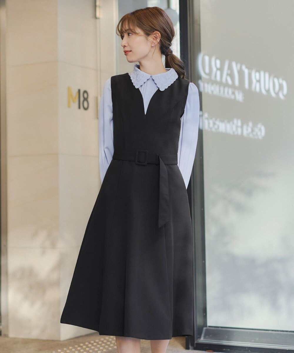 Tiaclasse 【洗える】ラウンドキーネックジャンパースカート 