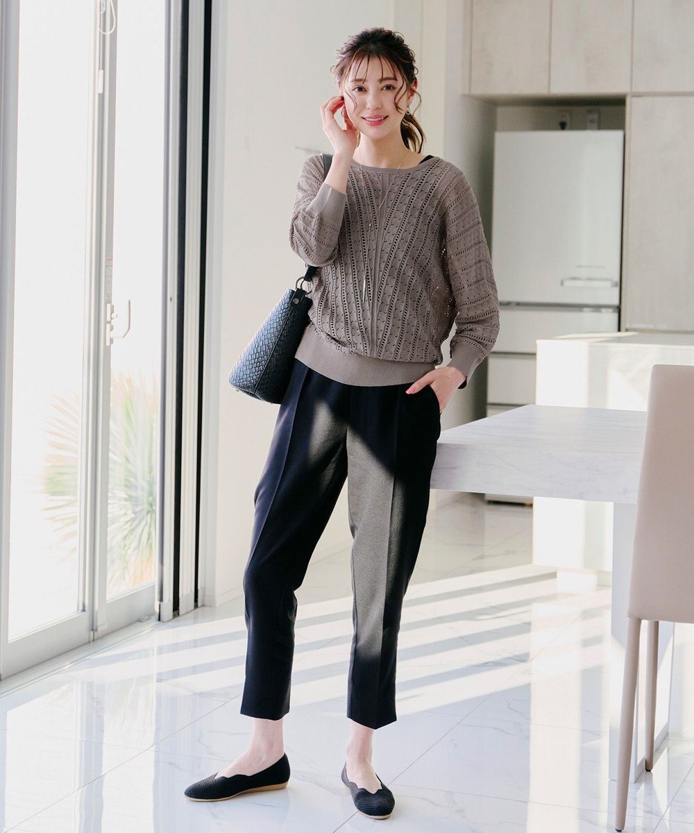 Tiaclasse 【洗える/撥水】スカラップニットフラットパンプス 