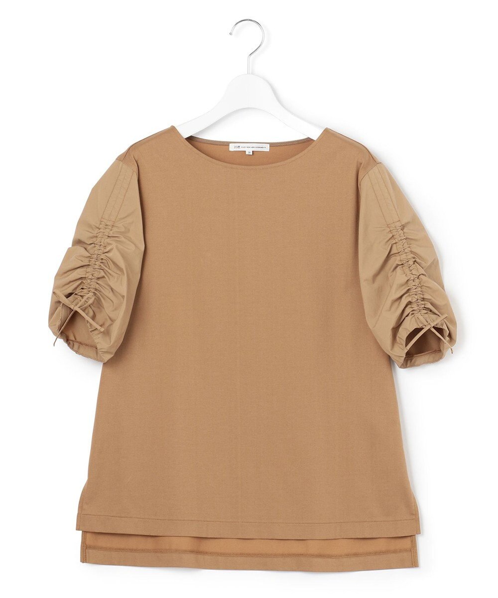 23区 L 【洗える】タックディテールプルオーバー ギャザー カットソー 