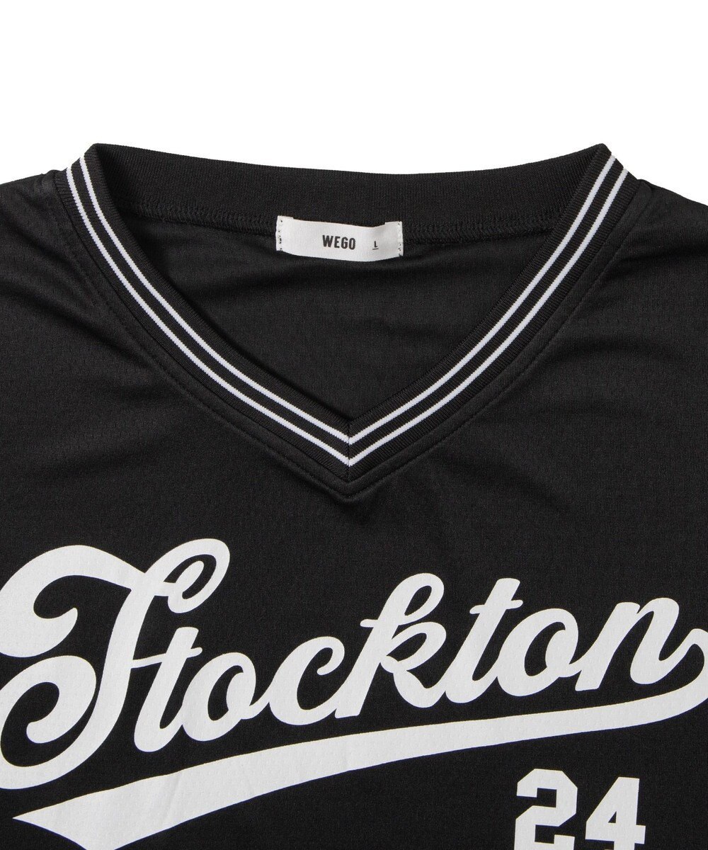 WEGO 【ユニセックス着用ITEM/2点セットネックレス付き/MLサイズ展開】アクセ付きラインリブメッシュプルオーバー 