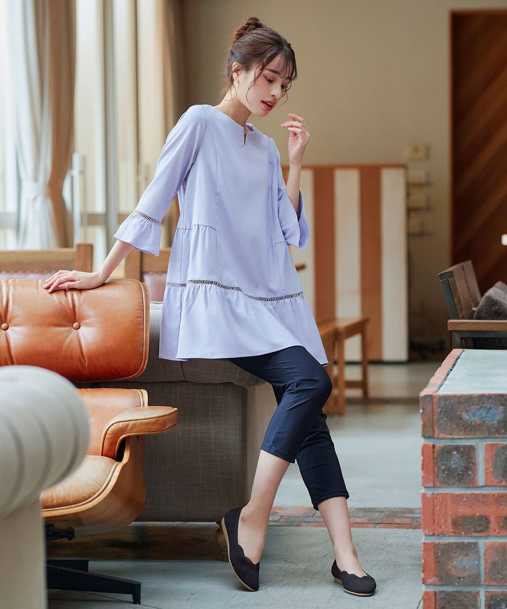 Tiaclasse 【洗える/撥水】スカラップニットフラットパンプス 