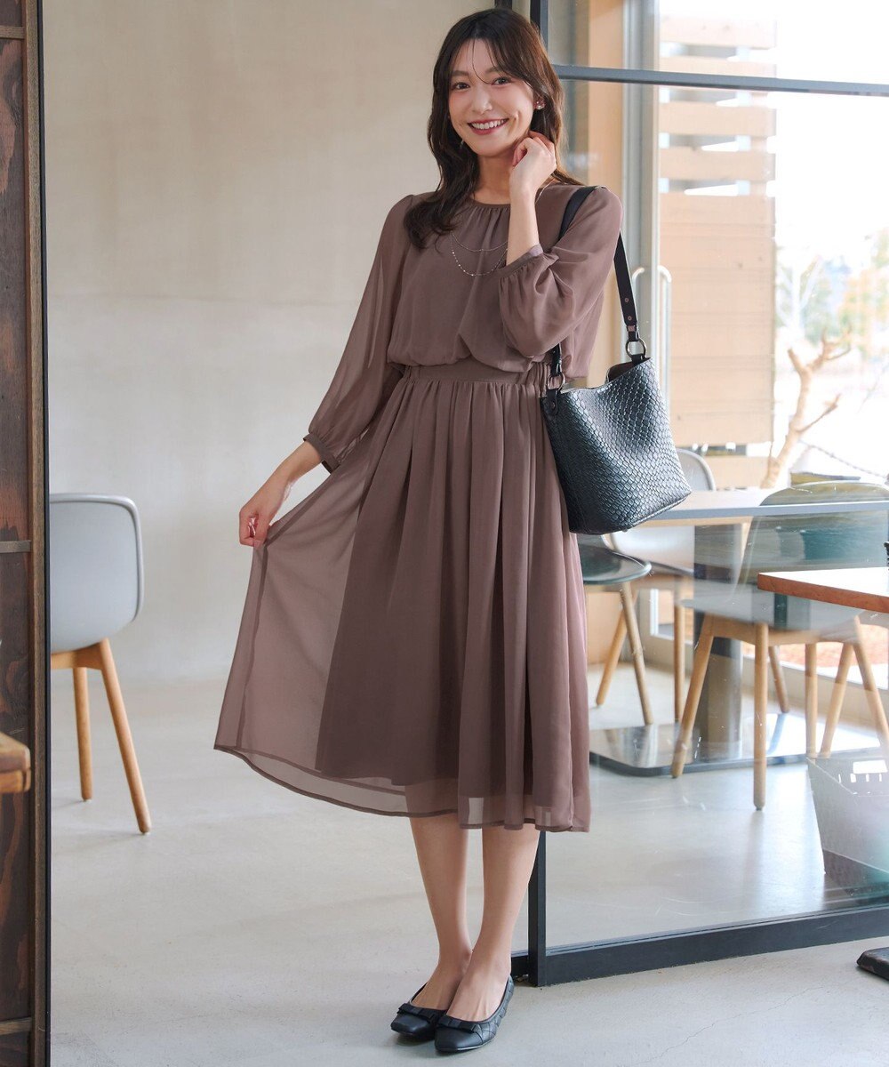 Tiaclasse L ブラウジングシフォンワンピース 