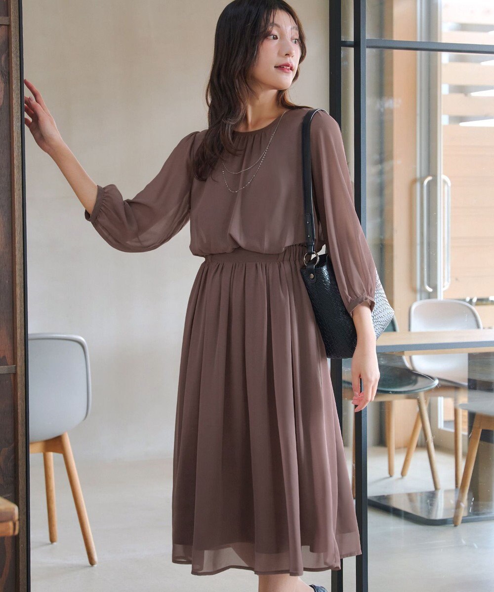 Tiaclasse L ブラウジングシフォンワンピース 