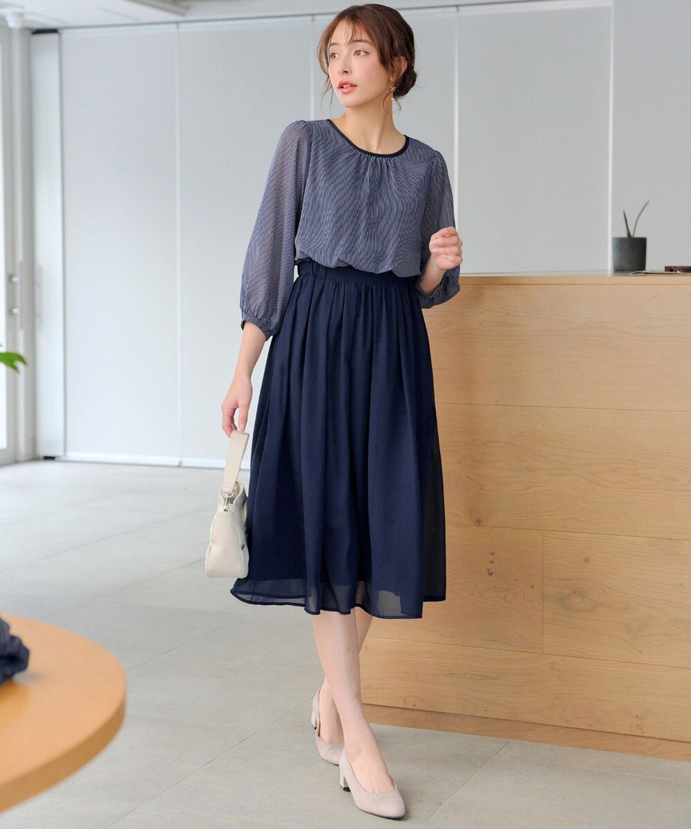 Tiaclasse L ブラウジングシフォンワンピース 