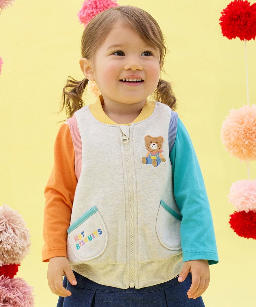 MIKI HOUSE HOT BISCUITS 【80-120cm】マルチカラー 裏毛パイルベスト 