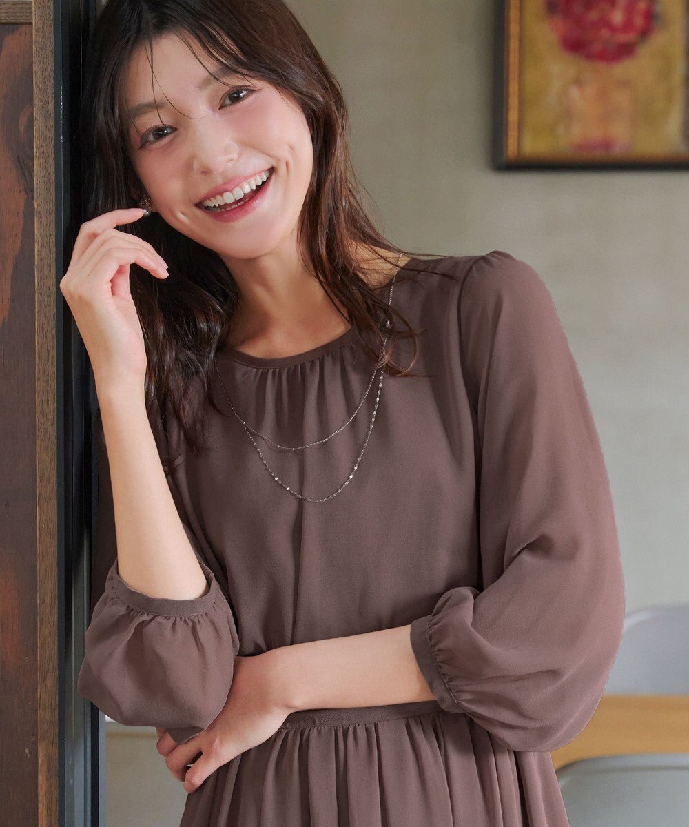 Tiaclasse L ブラウジングシフォンワンピース 