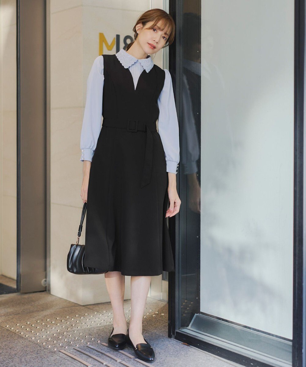 Tiaclasse 【洗える】ラウンドキーネックジャンパースカート 