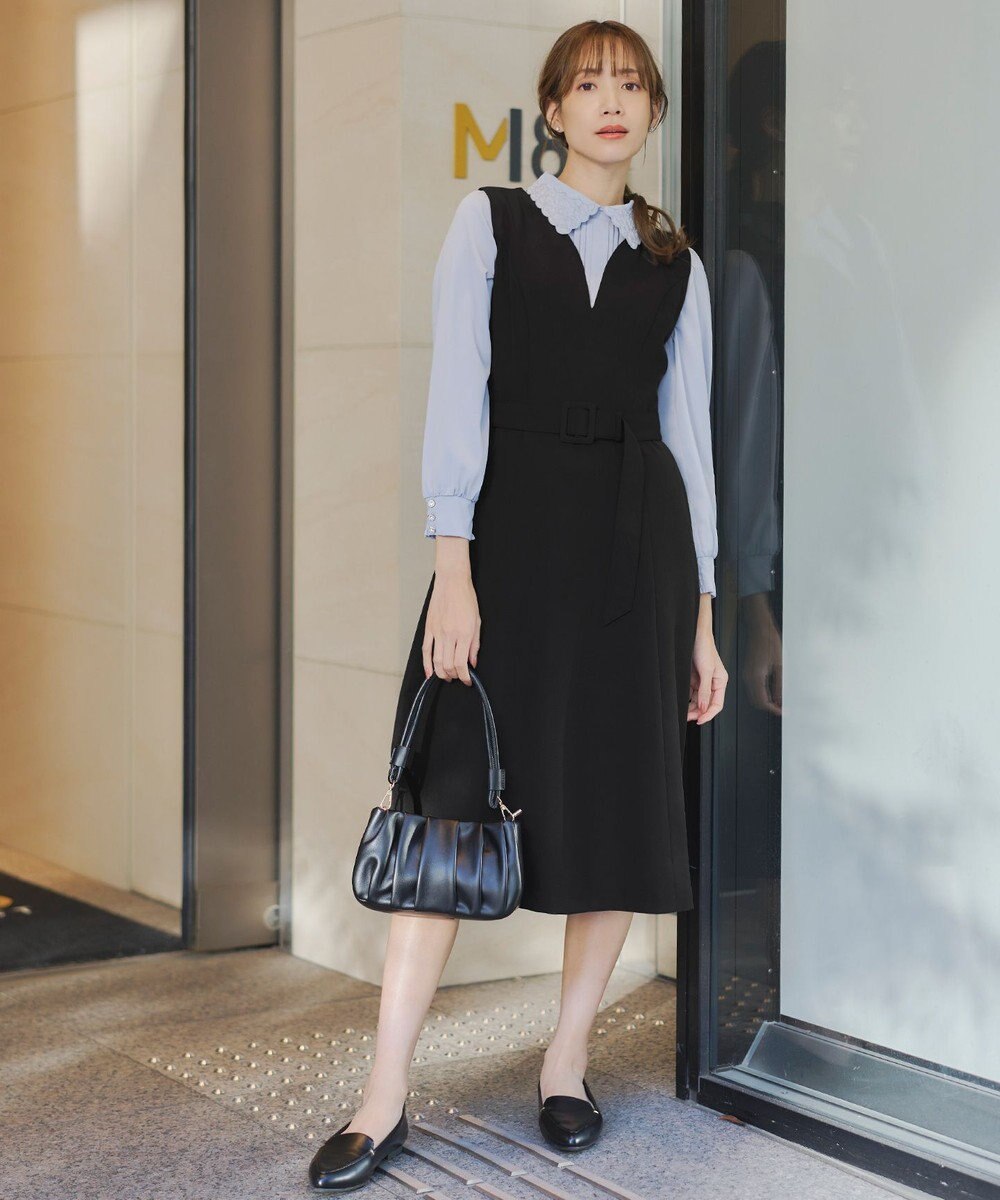 Tiaclasse 【洗える】ラウンドキーネックジャンパースカート 