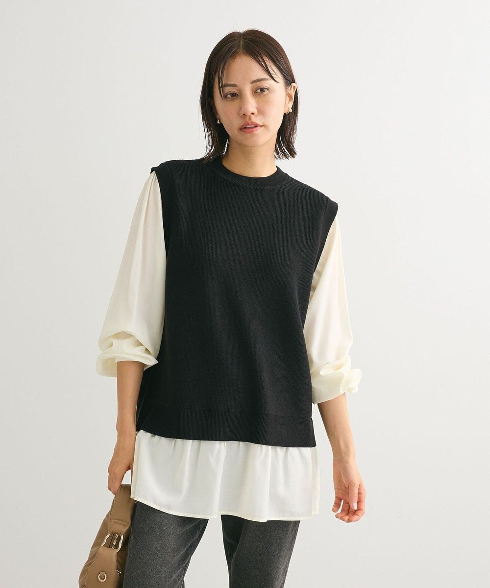 Green Parks 布帛ドッキングニットチュニック 