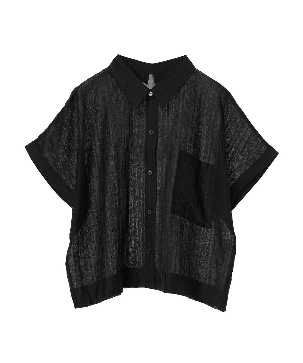 Green Parks シアーストライプショート丈シャツ 