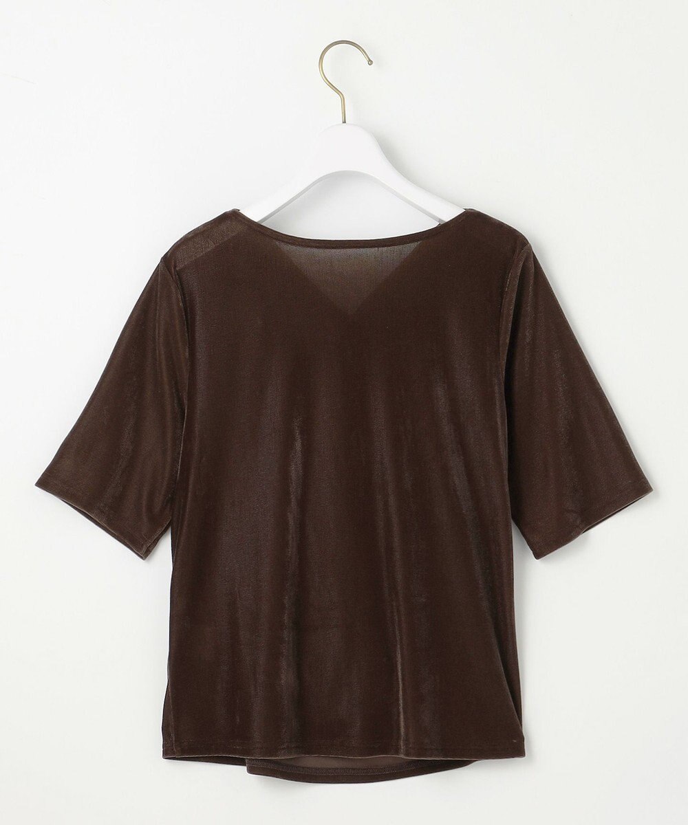 ANY SIS 【洗える】シアーベロアドレープ Tシャツ 