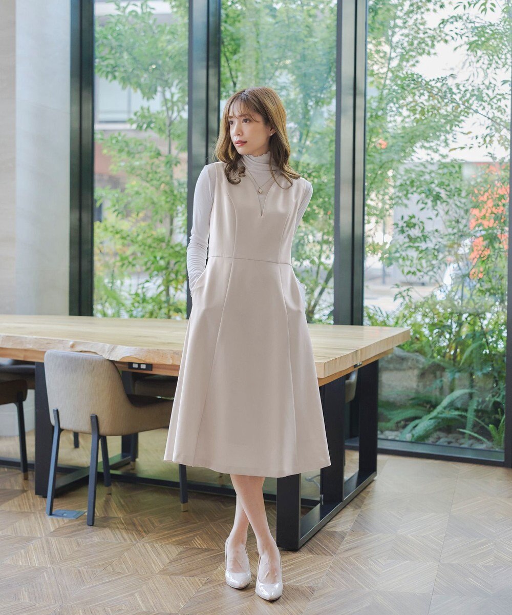 Tiaclasse 【洗える】ラウンドキーネックジャンパースカート 