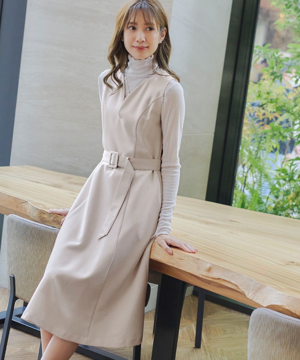 Tiaclasse 【洗える】ラウンドキーネックジャンパースカート 