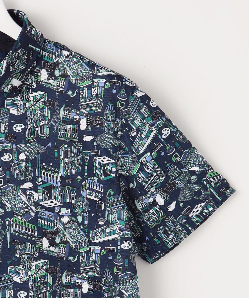 23区GOLF 【MEN】【吸水速乾/UVカット】パリマップ総柄ポロシャツ 