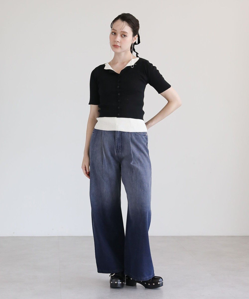 Green Parks ・Ｐｅｔｉｔ　Ｆｌｅｕｒ　バイカラーレイヤードニット 