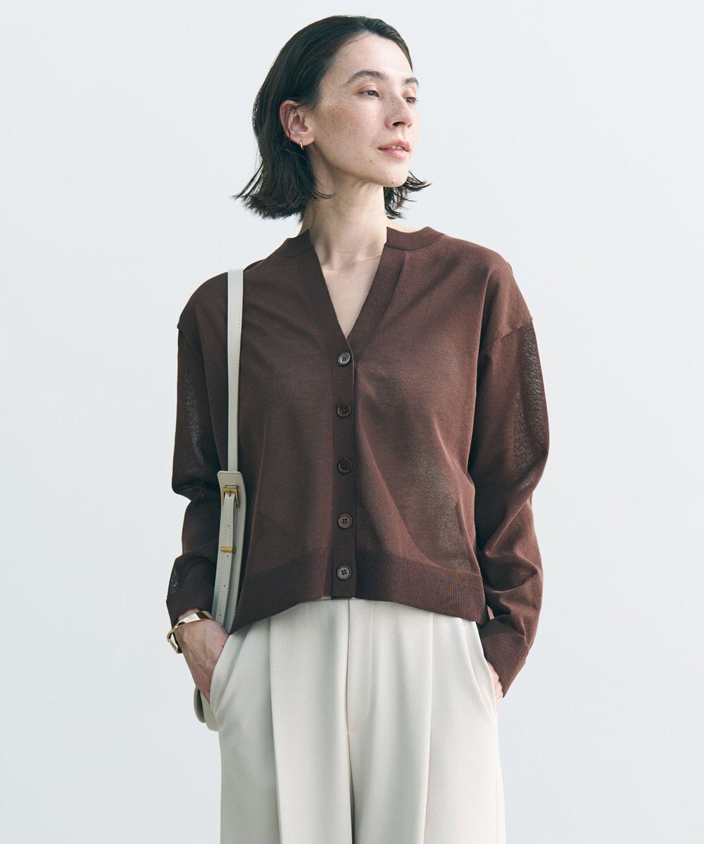 UNFILO シアーフォルムニット キーネックカーディガン 