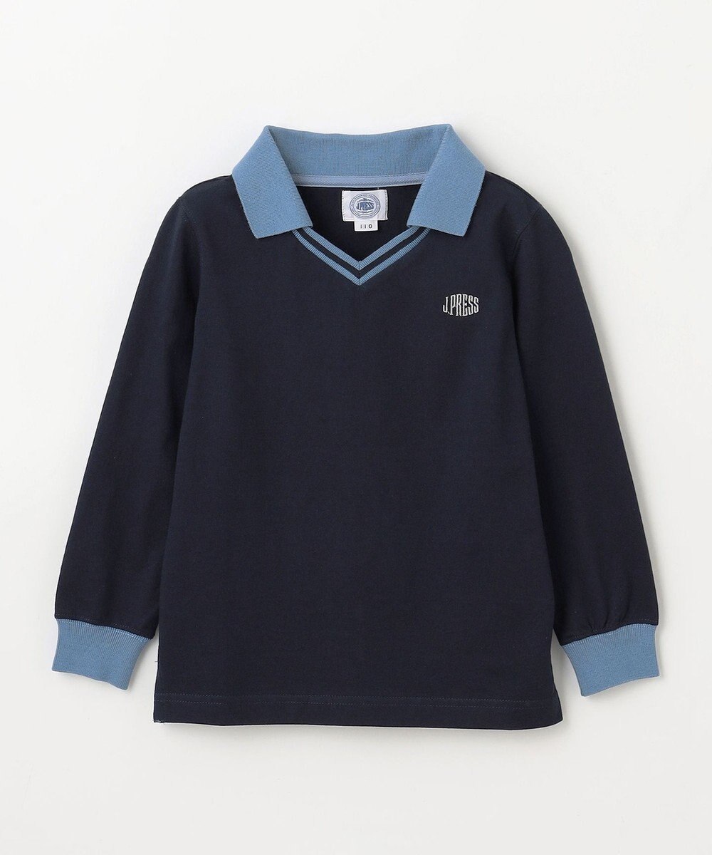 J.PRESS KIDS 【110-130cm】40/2天竺襟付き Vネック ポロシャツ 
