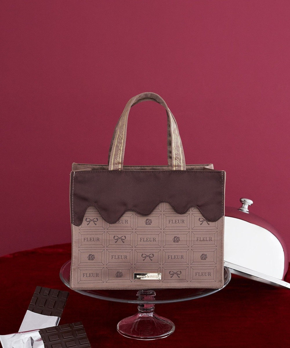 Maison de FLEUR FLEURチョコレートスクエアトートバッグ 