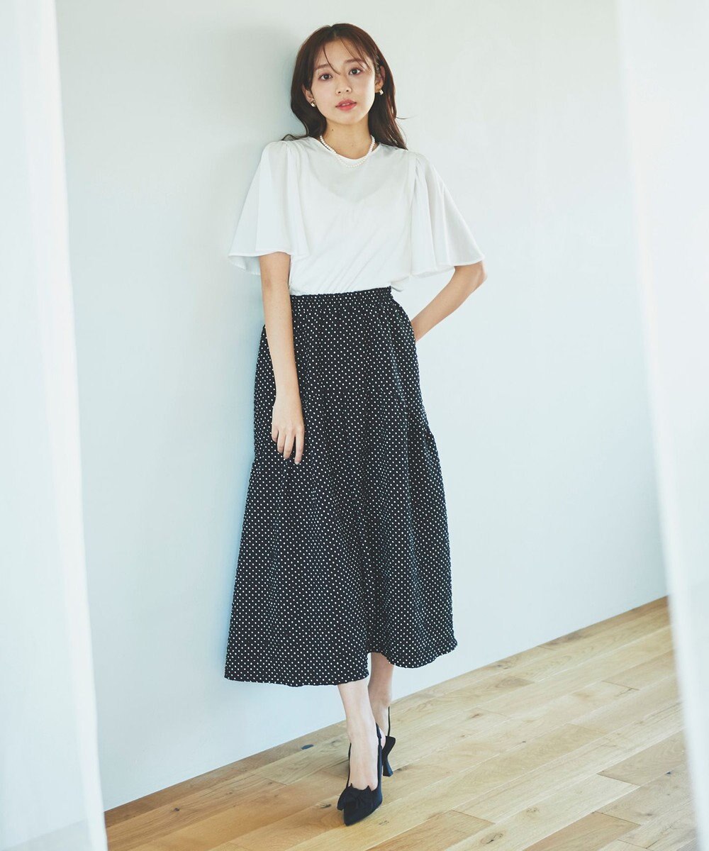 Feroux 【UVケア】ジョーゼットフレアスリーブ Tシャツ 