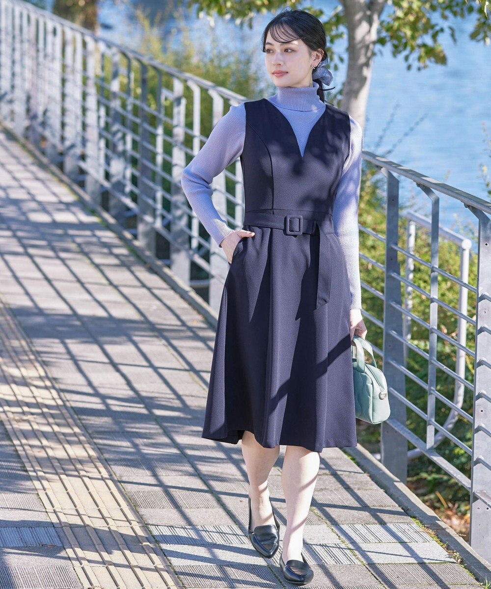 Tiaclasse 【洗える】ラウンドキーネックジャンパースカート 