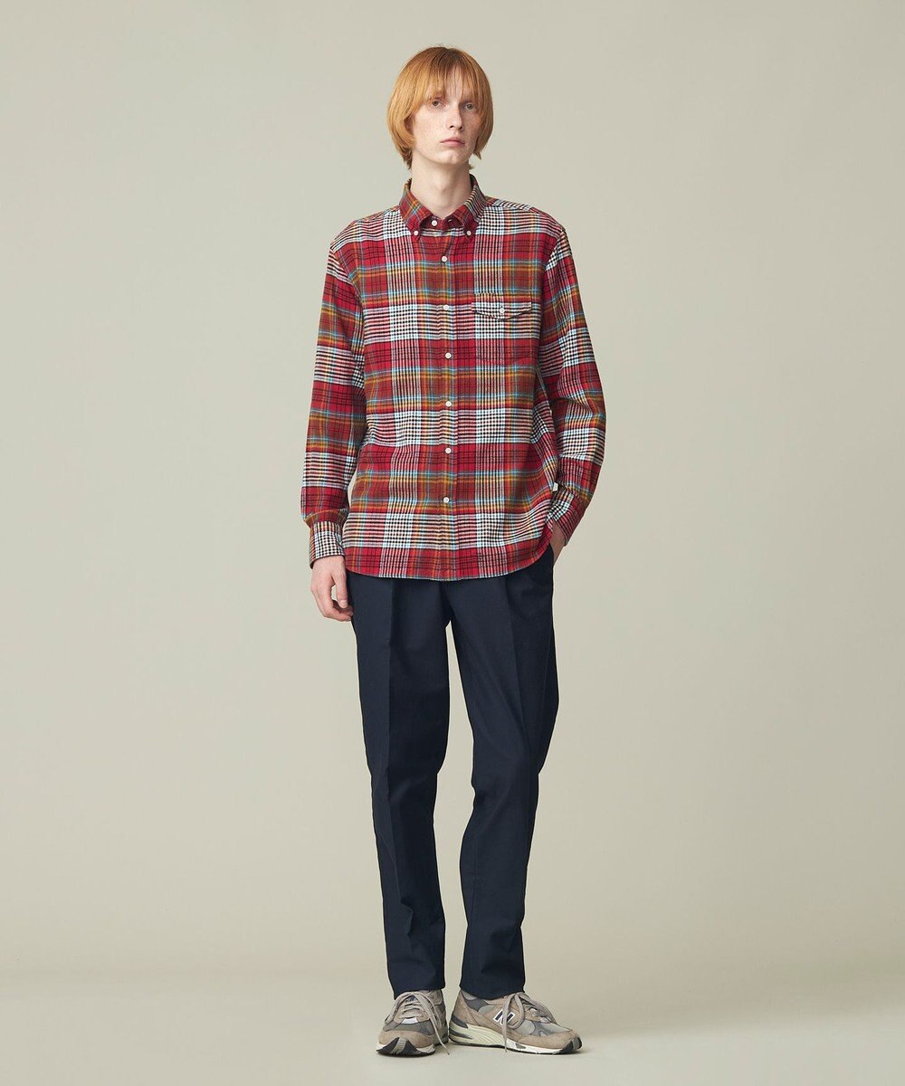 J.PRESS MEN コットンネル マルチチェックシャツ/B.D 